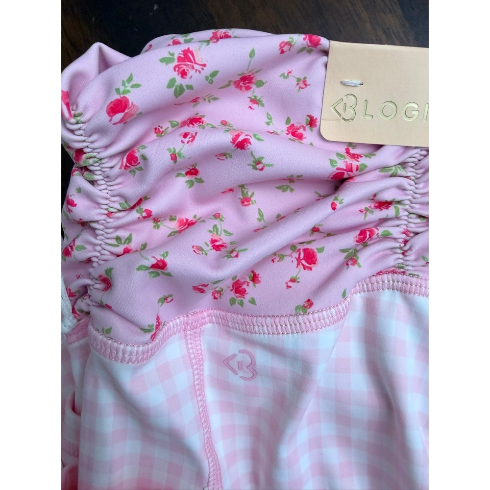 Blogilates Ruched Waist Legging Womens 3X Pink Gingham Floral High Rise NWT - Picture 5 of 8